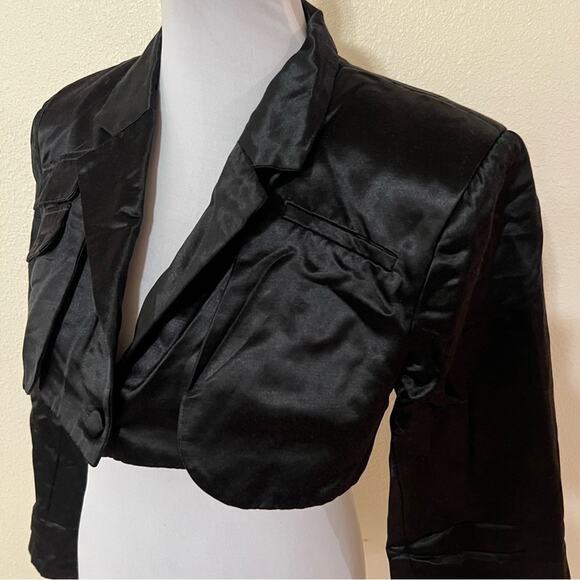 Atior Canyon black cotton silk blend cutout cropped blazer US6 - Picture 4 of 9